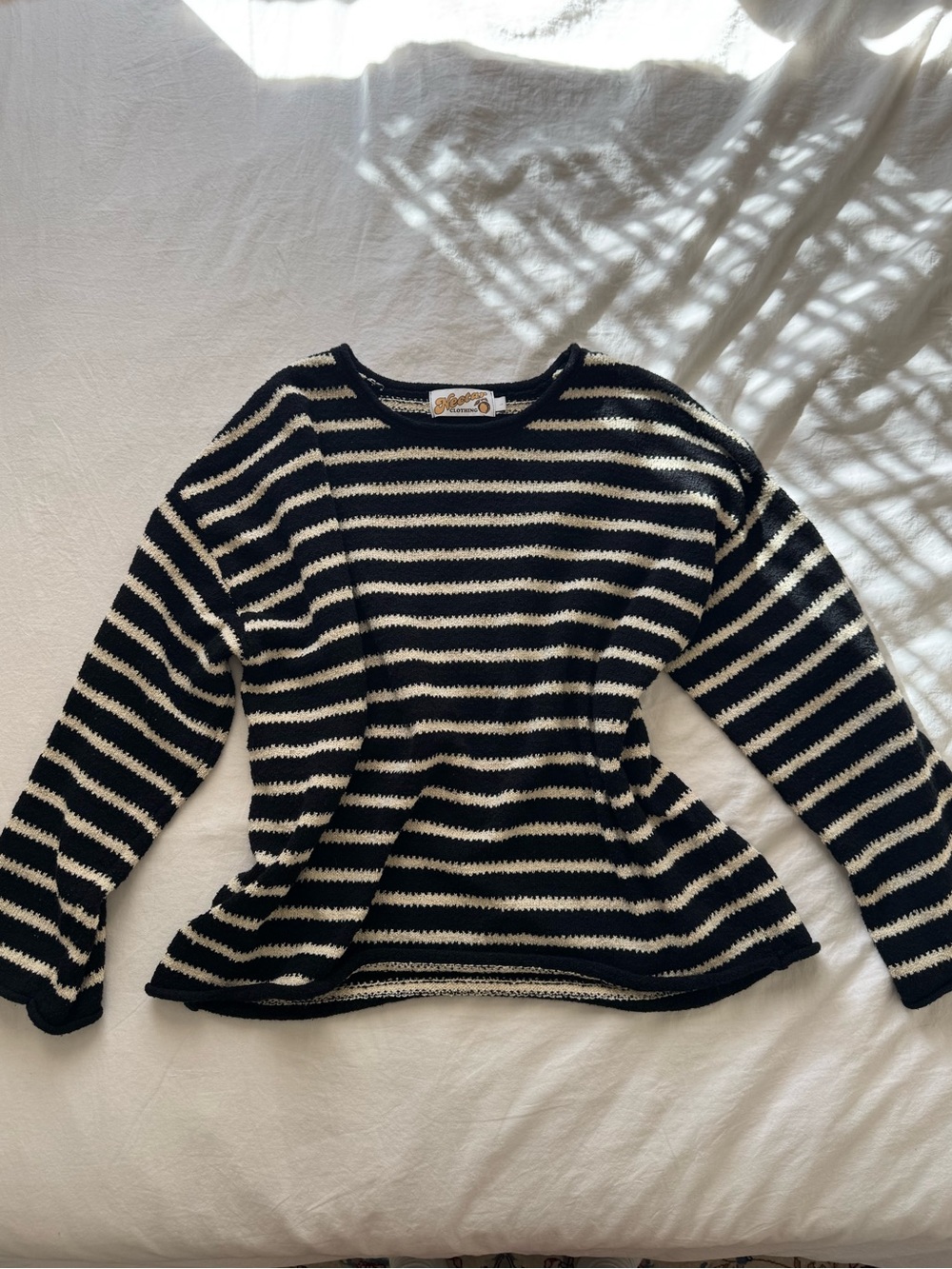 Striped Black and Cream Women's Sweater